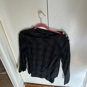 Jcrew Women's Plaid Shirt with Beaded Embellishment